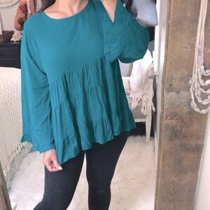 Jodifl size medium emerald babydoll top